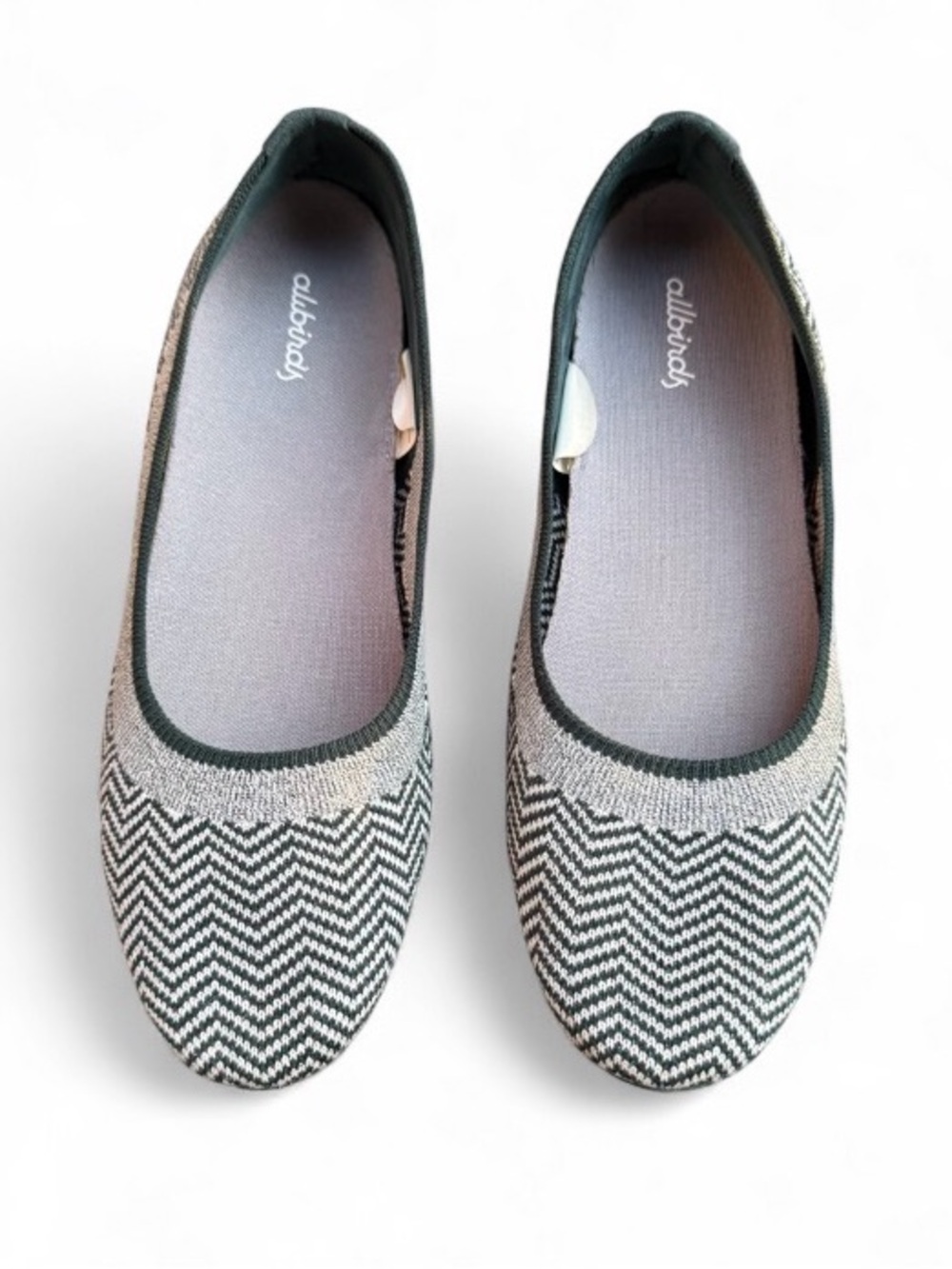 allbirds Green/White herringbone Knit Ballet Flats